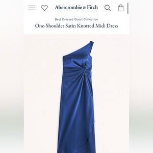 One-Shoulder Satin Knotted Midi Dress